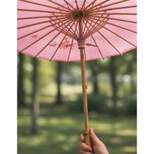 Paraguas de papel para bodas (1/2/5/10 piezas) - Mangos de madera, paraguas de papel pintados a mano, sombrillas blancas, paraguas de papel al óleo redondos chinos retro, perfectos para bodas, novias, bodas vintage, sombrillas al aire libre, sombrillas Hanfu, accesorios, fotografía y decoraciones de boda. - Rosa - Ver 11