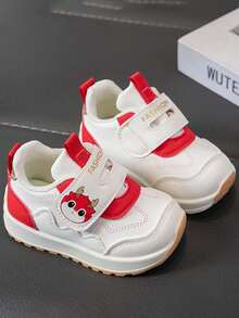 1双卡通熊猫和小牛图案儿童鞋，透气轻便婴儿鞋，儿童校园及街头潮流运动鞋 - 紅色 - 查看 6