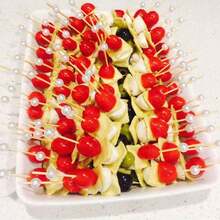 10/50/100pcs Fruit Salad Decoration Bamboo Skewers, Synthetic White Pearl Decor Bamboo Skewers For Fruit, Cake, Dessert Plating, Party Elegant Fruit Forks For Cocktail Party, Outdoor BBQ Party And Wedding Cake & Dessert - White - View 8