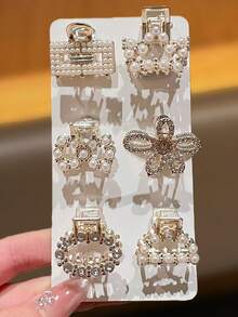 6pcs Women's Fashion Pearl Hair Clips, Elegant Chic Korean Style Hair Accessories, Versatile For All Seasons Women Hair Claws Elegant Claw Clip - Multicolor - View 7