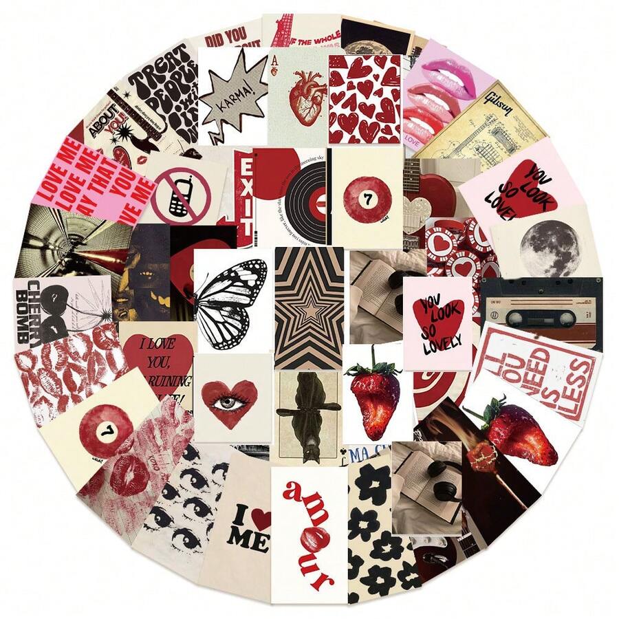 50张卡通粉色女孩涂鸦贴纸，可用于行李箱、吉他、滑板等。 - 彩色 - 查看 1