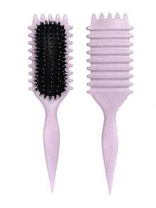 2026 ,1pc New Pink Hair Curl Brush, Boar Hair Styling Brush, Curly Brush, Suitable For All Styles And All Female Curls ,Comb - 紫色 - 查看 6