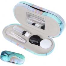 Estuche para Gafas de Doble Capa 2 en 1, Portátil para Lentes de Contacto y Gafas, Caja de Almacenamiento para el Cuidado de Lentes (Verde),38257199 - Azul Cadete - Ver 1