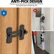 1个商用级不锈钢滑动谷仓门锁 - 180度旋转，无需电池，适用于宠物、车库、浴室、窗户、户外 - 家居安全增强器，适配多种门型，时尚设计，简约五金，坚固耐用，宠物主人之选 - 彩色 - 查看 7