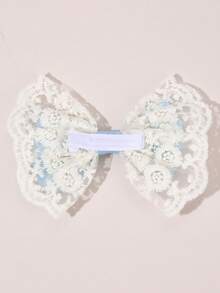 2pcs Blue Lace Hair Bows For Girls Elegant Lace Bow Hair Clips Pink Ribbon Bow Alligator Clips Girls Holiday Wedding Party Headpiece Kids Baby Hair Accessories - Light Blue - View 8