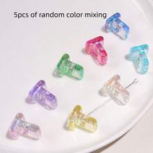 5pcs Acrylic 3D Transparent Colorful Large Hole Jelly Letter Beads, Random Mixed Colors, For Handmade DIY Jewelry Making Necklace Bracelet Earrings Bag Chain Keychain Keyring Clothing Zipper Accessories Pendant - Multicolor - View 24