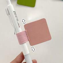 1pc Universal Loose-Leaf Notebook Accessories, Self-Adhesive Pen Clip, Elastic Band, PU Leather Pen Holder - Multicolor - View 4