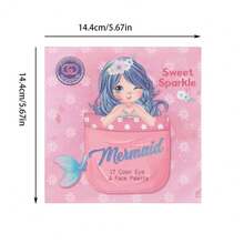 Conjunto de maquillaje con paleta de coloretes, iluminador y sombras de ojos con diseño de niña princesa de dibujos animados, con perlas y acabado mate en colores multicolor - LK29696 - Ver 6