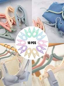 Portable Folding Clothes Drying Rack With Non-Slip Handle - Plastic, Suitable For Travel And Home Use, Space-Saving Clothesline, Easy To Pack And Store, Random Color - Multicolor - View 9