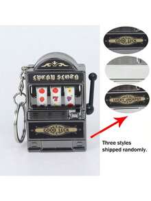 1pc Mini Slot Machine Keychain, Mini Casino Lucky Charm Keyring, Pocket Stress Relief Toy Pendant - Multicolor - View 13