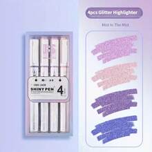 1支/1套随机颜色闪光荧光笔 - 细头粉彩马克笔，适用于剪贴簿、学习用品和可爱文具/部分配件、颜色、文字、图案、形状随机 - 彩色 - 查看 5