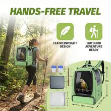 IISVGE Rucksack-Transportbox für Vögel (geeignet für kleine bis mittlere Vögel: Wellensittiche/Nymphensittiche/Unzertrennliche) - atmungsaktiv belüftet, Freihände-Outdoor-Reisekäfig mit Sonnenschutz, Anti-Pickmaschengewebe, leicht zu reinigendes Design, verstellbare Träger. Ideal für Abenteuerreisen/Tierarztbesuche. Haustier-Handtasche. Valentinstag Geschenk. - Verschiedenfarbig - Übersicht 7