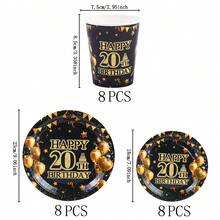 20岁生日派对一次性餐具套装，7/9英寸纸盘、纸杯，适用于节日、婚礼、订婚、生日、庆典、婚宴用品 - 彩色 - 查看 11