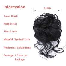 Moño de pelo negro con scrunchie, moño, moño desordenado, piezas de cabello, piezas de cabello despeinado, piezas de cabello para mujeres y niñas (negro natural) - #24 (rubio ceniza) - Ver 9