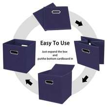 Black Foldable Storage Cubes Bins , Fabric Storage Box Cubes Organizer Baskets With Dual Handles For Home Organizer (Navy Blue) - NavyBlue - View 7