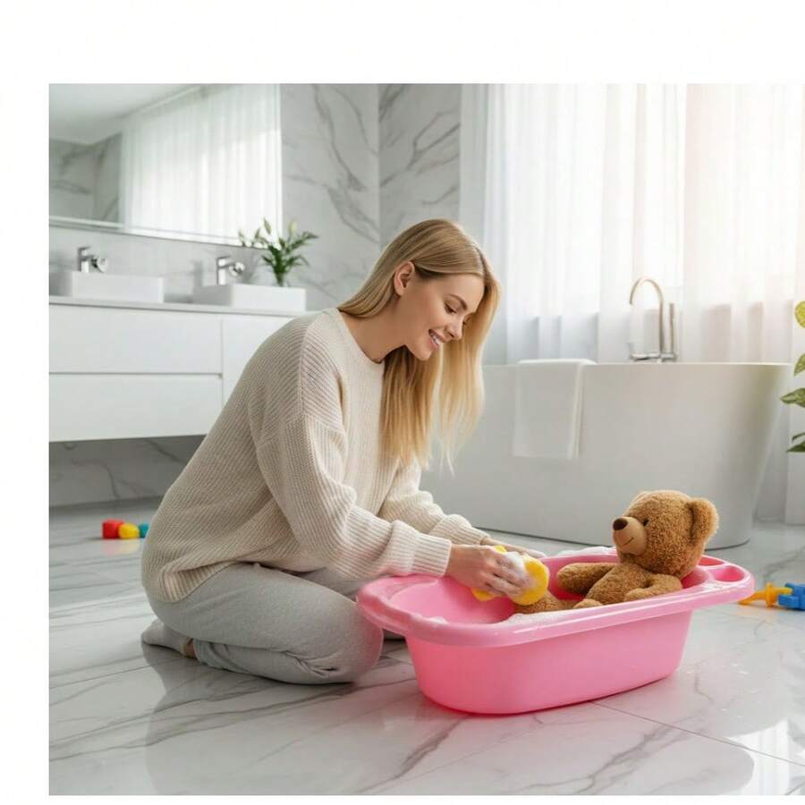 Duża plastikowa wanna dla zwierząt 90 cm (losowy kolor), przenośna wanna dla psa z mydelniczką, umywalka do pielęgnacji kotów z solidnym dnem, wytrzymały prysznic dla zwierząt - Losowy kolor - Zobacz 1