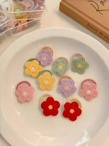 10 chiếc dây buộc tóc mềm mại thêu hoa cho bé gái, dây buộc tóc mini dễ thương, nhẹ nhàng cho tóc. - Nhiều màu - Xem 8