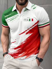 Men's Summer Casual Printed Polo Shirt, Versatile & Fashionable - Multicolor - View 1