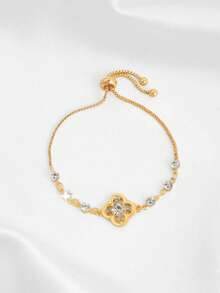 1pc Casual Vintage Floral Romantic French Style Adjustable Drawstring Bracelet - Yellow - View 4