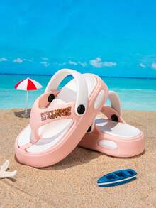 1 Pair Toddler Boys' Flip Flops With Heel Strap, Easy On/Off, Thick Soft Non-Slip Sole, Fashionable & Cute - Multicolor - View 7