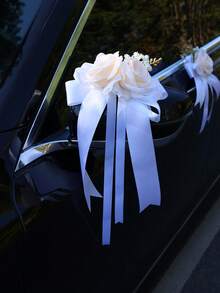 婚车后视镜、门把手、车头装饰花、人造玫瑰花、婚礼节日装饰花束、婚车鲜花 - 香檳色 - 查看 9