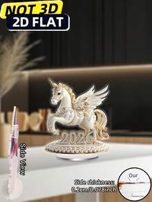 1pc Pink Pony 2026 Desktop Decor, With Pink, Gold, White Elegant Pony "2026" Design Pattern, Suitable For Room, Home, Office Desk Multi-Purpose, Best New Year Gift For Grandchildren, Gift For Horse Riding Enthusiasts - Colorful - View 8