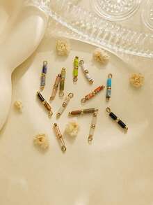 3pcs/Pack 304 Stainless Steel Cylinder Natural Stone Curved Needle Accessories For Bracelet Necklace - Cylindrical Natural Stone Curved Needle Accessories - View 4