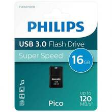 Philips USB 3.0 Pico Edition Flash Drive 16GB, High Speed USB Memory Stick For Data Storage, File Transfer And Backup On PC And Laptop, Compact Black Design - Black - View 1