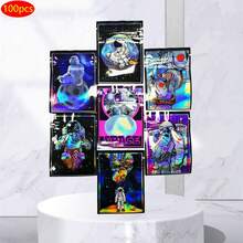 100 Túi Mylar khóa kéo kín mùi, có thể đóng mở lại, túi nhựa cầu vồng hologram laser, túi mini 1g bằng giấy bạc chống thấm nước có cửa sổ trong suốt, túi đựng quà tặng ngày lễ, túi đựng kẹo dẻo. - Nhiều màu - Xem 13