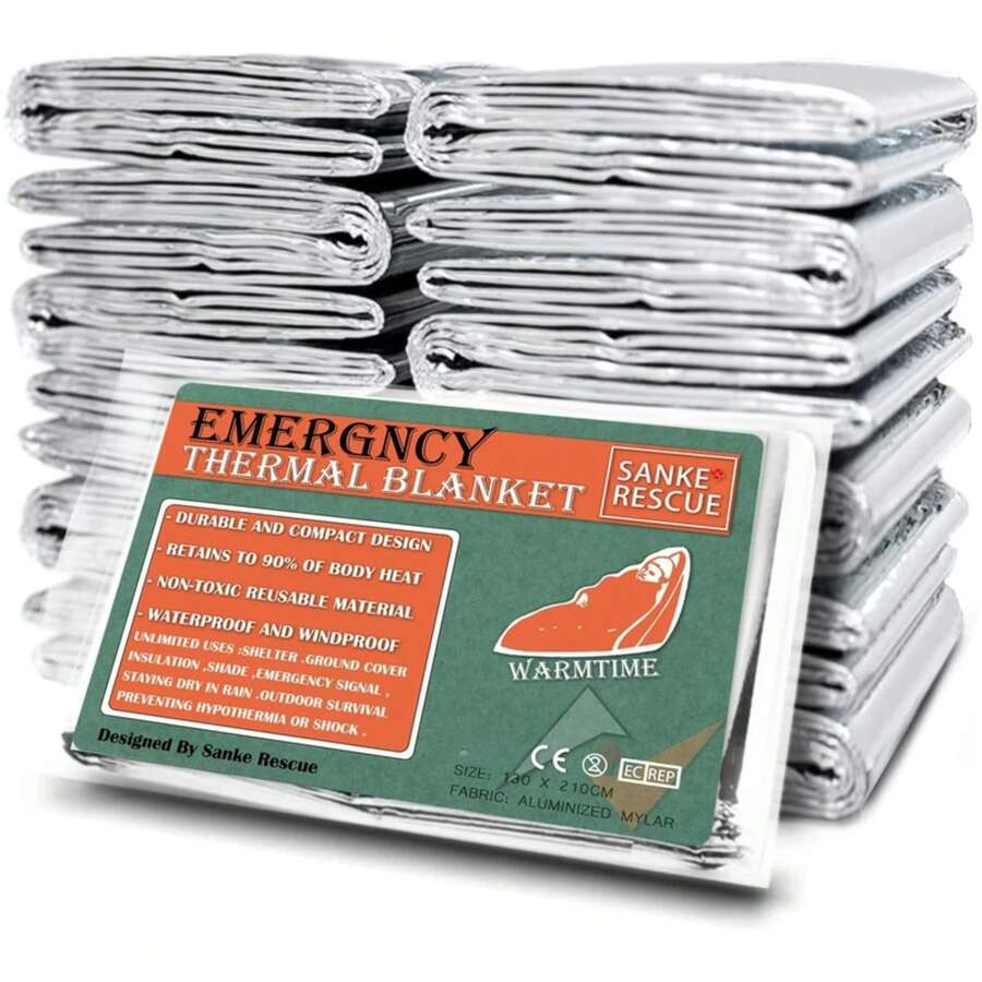 Manta de emergencia Mylar de láminaérmica, manta espacial diseñpara la, calentador corporal, primeros auxilios al aire libre, Camping, senderismo, viajes, 4 Uds. RUCT - 1 - Ver 1