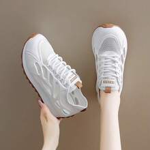 Zapatos de malla para mujeres 2025 verano nuevos suela suave transpirable antideslizante moda casual zapatillas ligeras versátiles - Caqui - Ver 8