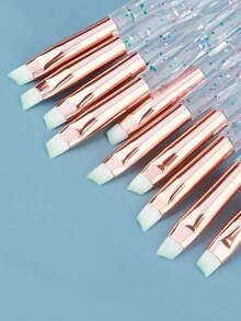 1/2/5/10支装扁平斜角眼线刷，钻石闪粉手柄，柔软纤细斜角合成刷毛，精准眉刷，适用于眉粉、眉胶、眼线笔 - 彩色 - 查看 7