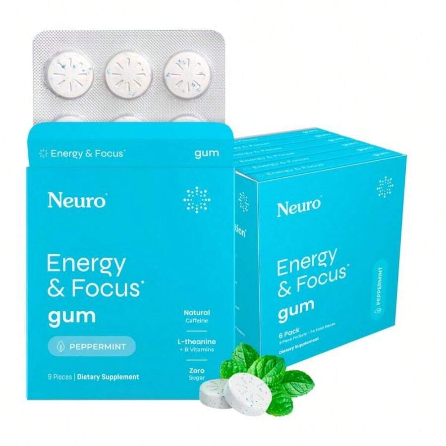 Beat Afternoon Slump! Neuro Energy & Focus Gum: Sugar-Free + Natural Caffeine To Boost Alertness - Số lượng - Xem 1