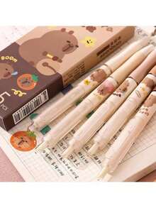 0.5mm Black Ink Retractable Hedgehog Ballpoint Pen, Suitable For Office And School, Unisex, Cute Design, Convenient To Carry, Ideal Stationery. Large Capacity Multi-Layer Pencil Case, Back To School Essential, Office Supplies, Valentine's Day Gift. - Multicolor - View 9