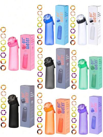 1PC Air Water Bottle With One Random Flavour Pods, Plastic Drinking Bottles Flavour Pods Scented 0 Sugar And Water Cup For Outdoor Sports Traveling