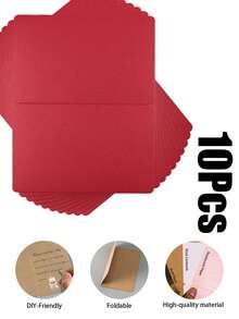 3/10/20/50张装DIY圆角折叠贺卡 - 19.7x14.8厘米/7.75x5.8英寸，空白可涂鸦。提供珠光纸、牛皮纸和纯色卡纸材质。适用于生日、婚礼、感谢活动和日常通信。