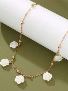 Girls Chain Necklace Resin Bow Flower Heart Star Fashion Design 1pc Daily Wear Gift For Her - White - View 2