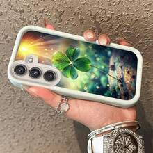 Funda de Teléfono con Patrón de Trébol de Cuatro Hojas Adecuada para Samsung Galaxy A03s/A10s/A13/A14/A15/A30/A20s/A22/A24/A25/A31/A32/A33/A34/A35/A50/A30s/A51/A52/A53/A54/A55/S20/S21/S22/S23/S24/S25/M15/M31/M34/M35/M54/M55 Funda Suave de Escalera de Ojos Celeste Clásica en Blanco y Negro de Dos Tonos Antigolpes Protección Completa Regalo de Elemento de Alta Gama a la Moda Mejor Opción - Multicolor - Ver 5