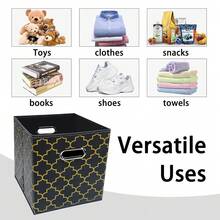 Black Foldable Storage Cubes Bins , Fabric Storage Box Cubes Organizer Baskets With Dual Handles For Home Organizer Grey Gold - 灰金色 - 查看 4