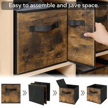 Cube Storage Bins, Cube Storage Organizer With Handles, Foldable Storage Cubes, Cubby Bins, Wood Print Storage Bins, Fit Cube Storage Unit, Rustic Brown, 13 Inch 6-Pack - 鄉村棕色-6件裝 - 查看 9