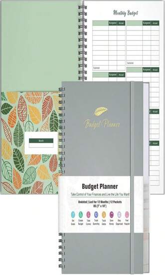 Budget Planner, Budget Book With Expense Tracker, Financial Planner With 12 Pockets, Undated Monthly Bill Organizer Notebook For Saving Money, Debt Tracker, Spending Tracker 83" X 58" (A5, Gray)