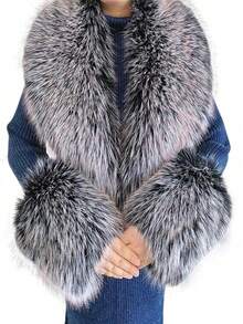 1. Faux Fur Collar & Cuff Set, Warm Faux Fur Scarf, Fluffy Oversized Furry Shawl Wrap For Women In Winter, Suitable For Dresses, Christmas Decoration - Multicolor - View 49