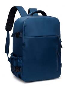 Navy Blue Nylon Backpack - Multi-Pocket Commuter Bag With Padded Straps, Suitable For School, Work, And Travel - Multicolor - View 12