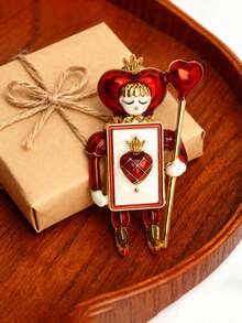 1枚时尚优雅的红色黑桃士兵珐琅胸针，适合装饰男女服装、帽子、包包，日常佩戴、旅行、露营、约会皆宜，也是送给朋友和情人节的绝佳礼物。 - 彩色 - 查看 8