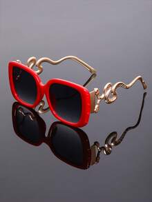 New Retro Large Frame Cat Eye Fashion Glasses, Unisex Metal Y2K Minimalist High-End Punk Eyewear Suitable For Daily Outfit, Street Style, Runway - Multicolor - View 15