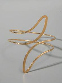 imoli 1件时尚创意夸张金属花卉螺旋臂环手镯，适合作为送给去海滩度假的女性的珠宝礼物