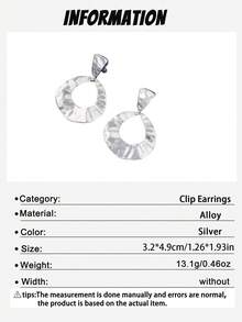 1Pair Retro Geometric Asymmetrical Clip On Earrings Round Hollow Metal Smooth Pendant Ear Clips For Women Party Jewelry Gifts - Clip - View 10