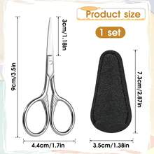 Small Mustache Trimmer, Small Facial Hair Trimmer, Stainless Steel Straight Scissors, Beauty Grooming Kit, Retro Beauty Grooming Kit, Suitable For Trimming Eyebrows, Ears, Nose And Beard, Comes With PU Leather Case - Beard Scissors + Scissor Sheath - View 3
