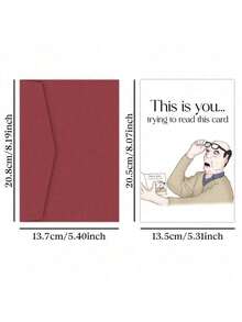 1 Pc Interactive Humor Card With This Is You Trying To Read This Card Playful Quote Self Referential Greeting Card For Friends Family Colleagues Perfect For Birthday Card Gift Card Greeting Card Thank You Card Christmas Card Inside Joke Celebration - 紅色 - 查看 2