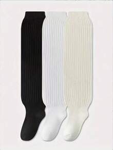 一双可爱日式宽腿袜，百搭显腿长。女士竖条纹长袜，多层设计，适合季节保暖和居家穿着，是理想的圣诞节和新年礼物，寒冷天气里的保暖睡袜，袜子收藏家的必备单品。建议手洗或干洗。纯色。过膝针织拖鞋袜，穿着舒适，适合室内穿着。 - 彩色 - 查看 3